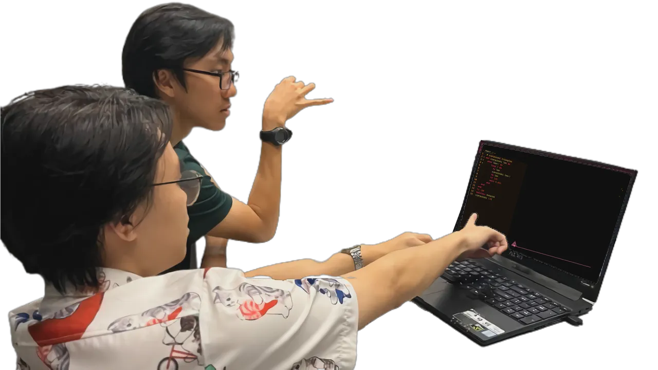 Math leader guiding a peer at the computer