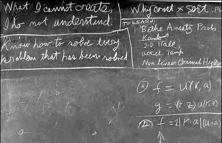 One of Feynman's last blackboards: What I cannot create, I do not understand